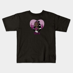 (white) Queen Doll girl Dark Purple-Heart Kids T-Shirt